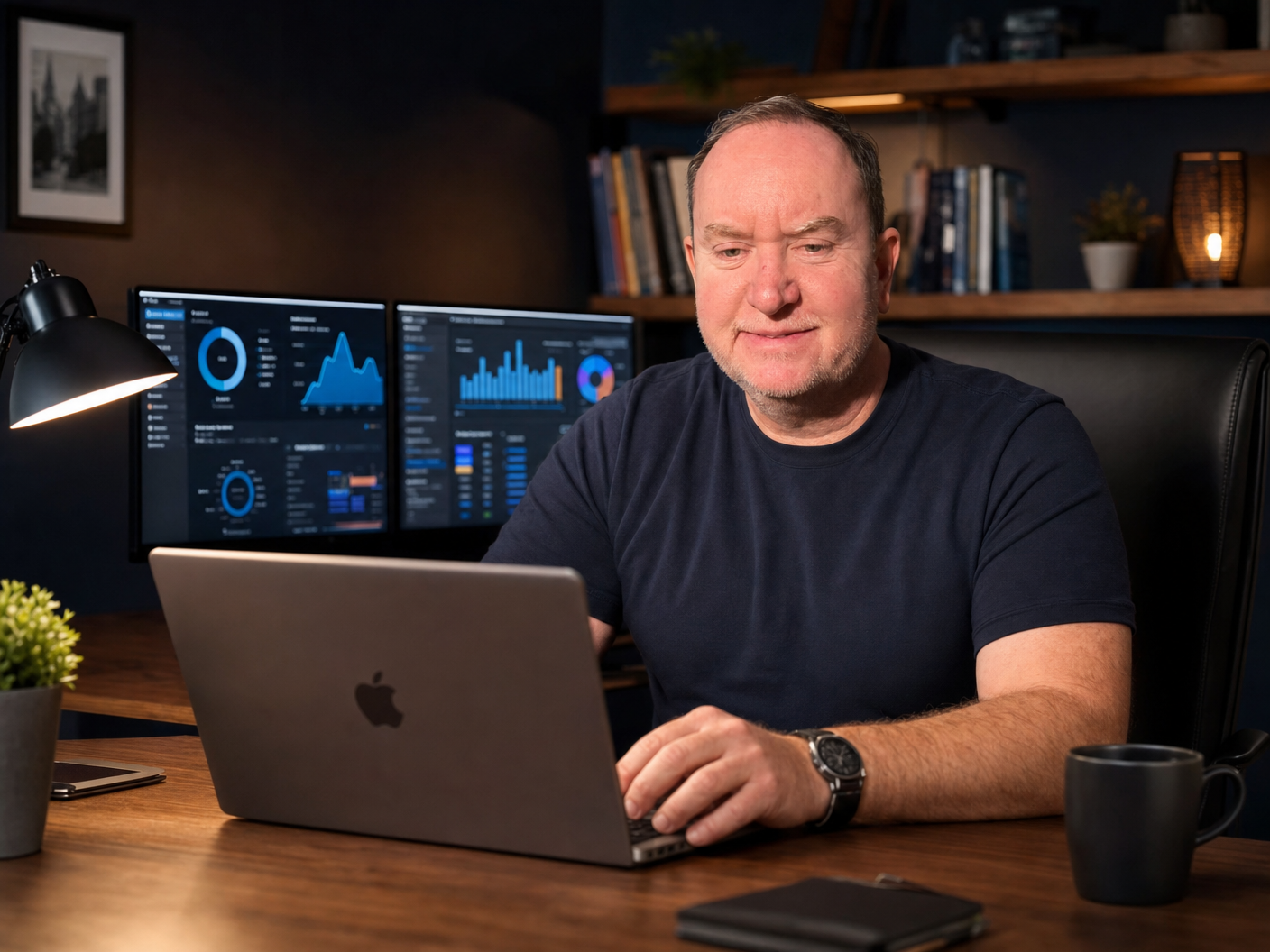 Steve Simonson working at his desk