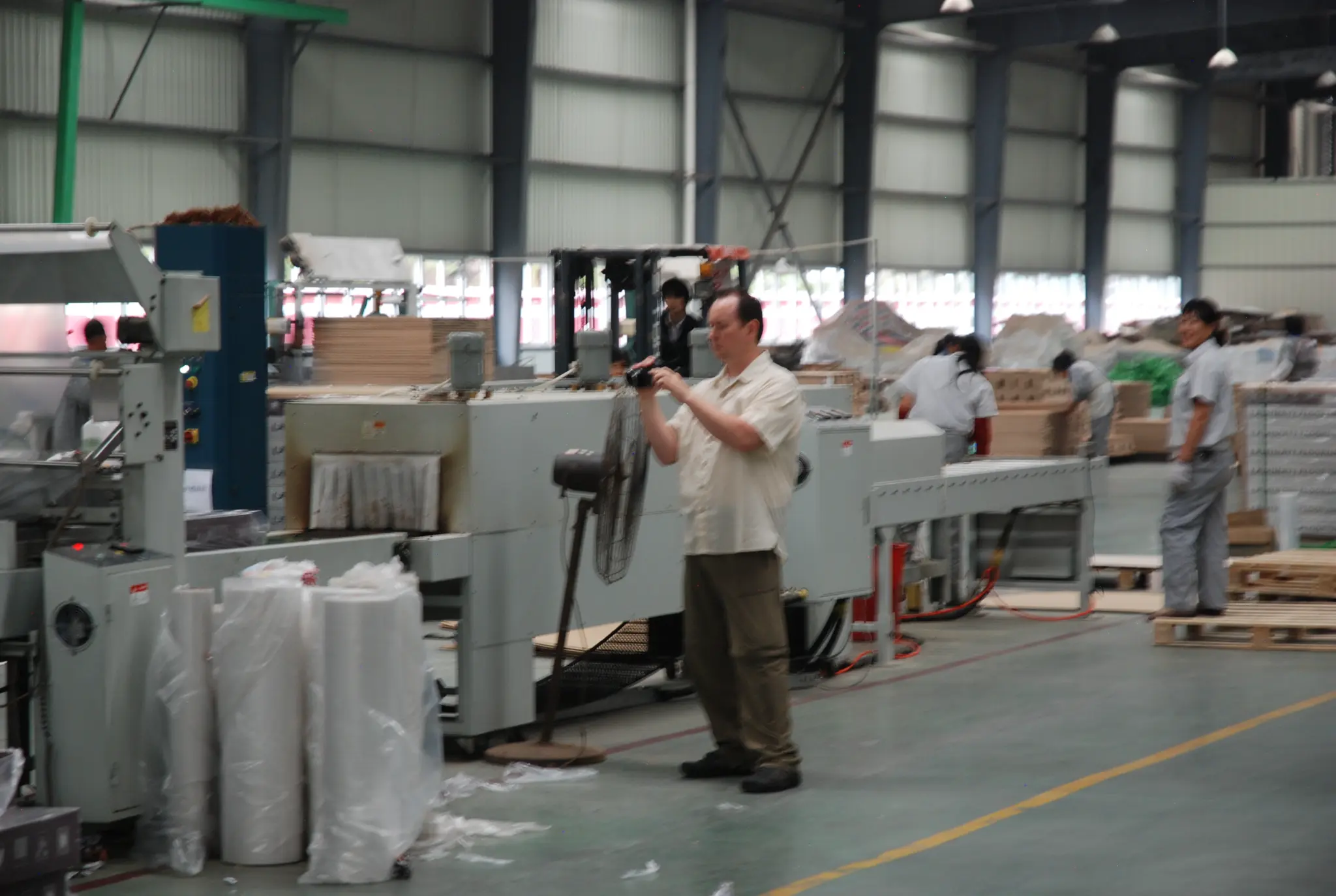 Steve Simonson on the factory floor in China